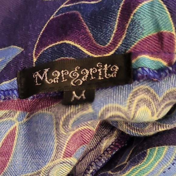 Vintage Y2K Margarita Flowy Floral Dress Size M Blue Purple Boho Fairy Asymm - Picture 7 of 10